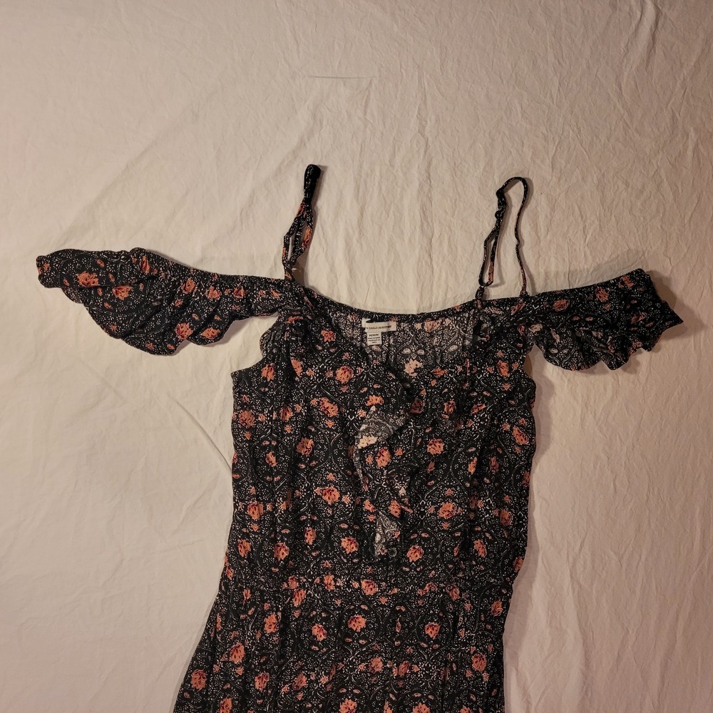 American Eagle Floral Print Sleeveless Mini Dress, Women's Size M, Black - Picture 5 of 9
